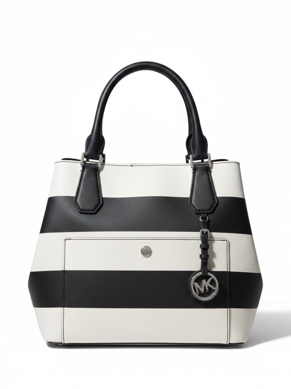 Michael Kors Navy White Stripe Satchel Structured bag vacation - Picture 12 of 12